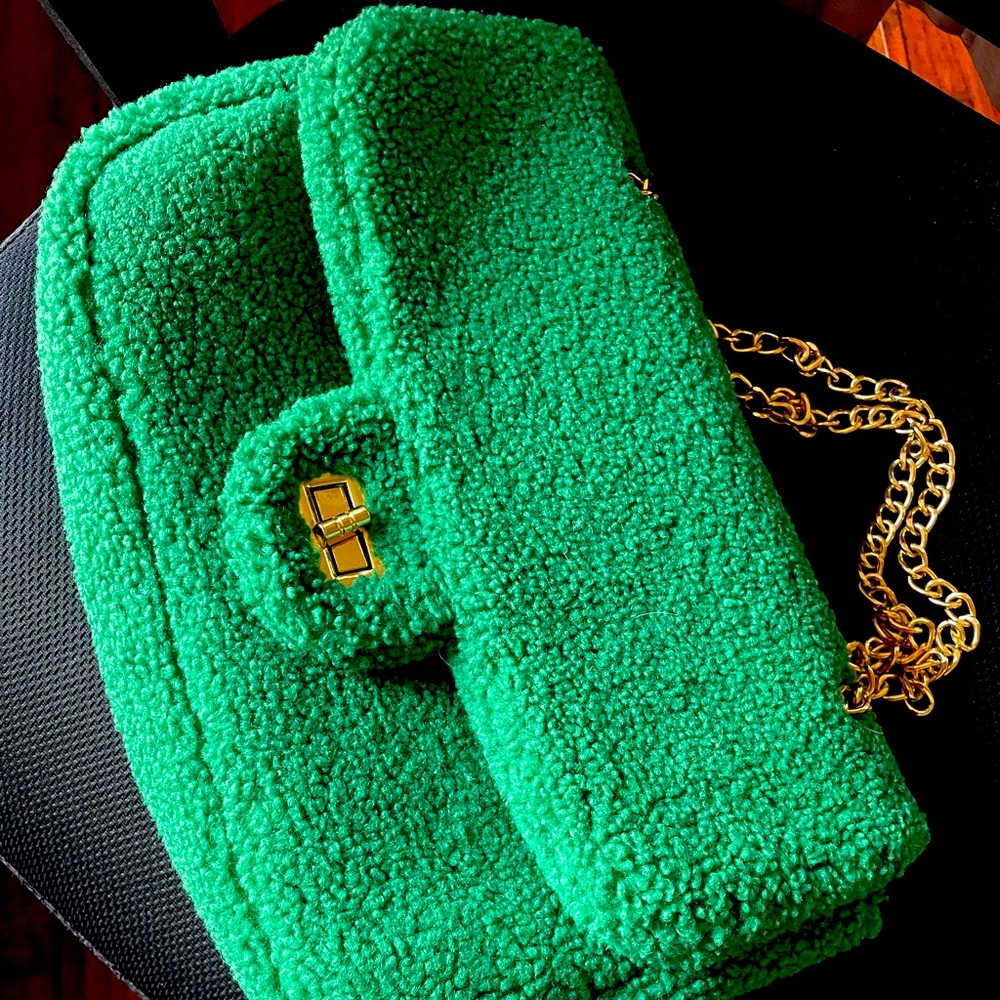 Kelly Green Terry Cloth Hand Bag